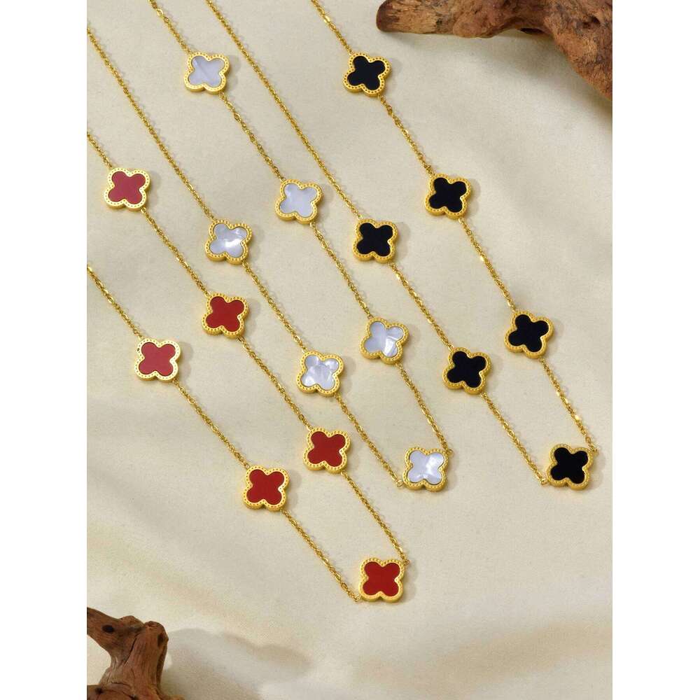 Elegant And Minimalist Stainless Steel 18K Gold Plated Cr Single-Sided Mother-Of-Pearl Necklace, Collarbone Chain H260312