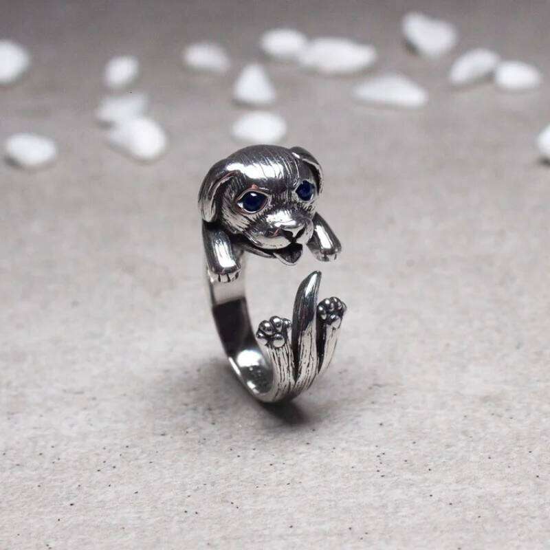 Buyee 925 Sterling Silver Elegant Dog Open Ring for Women Men Fashion Animal Fine Jewelry Circle Gift H260312