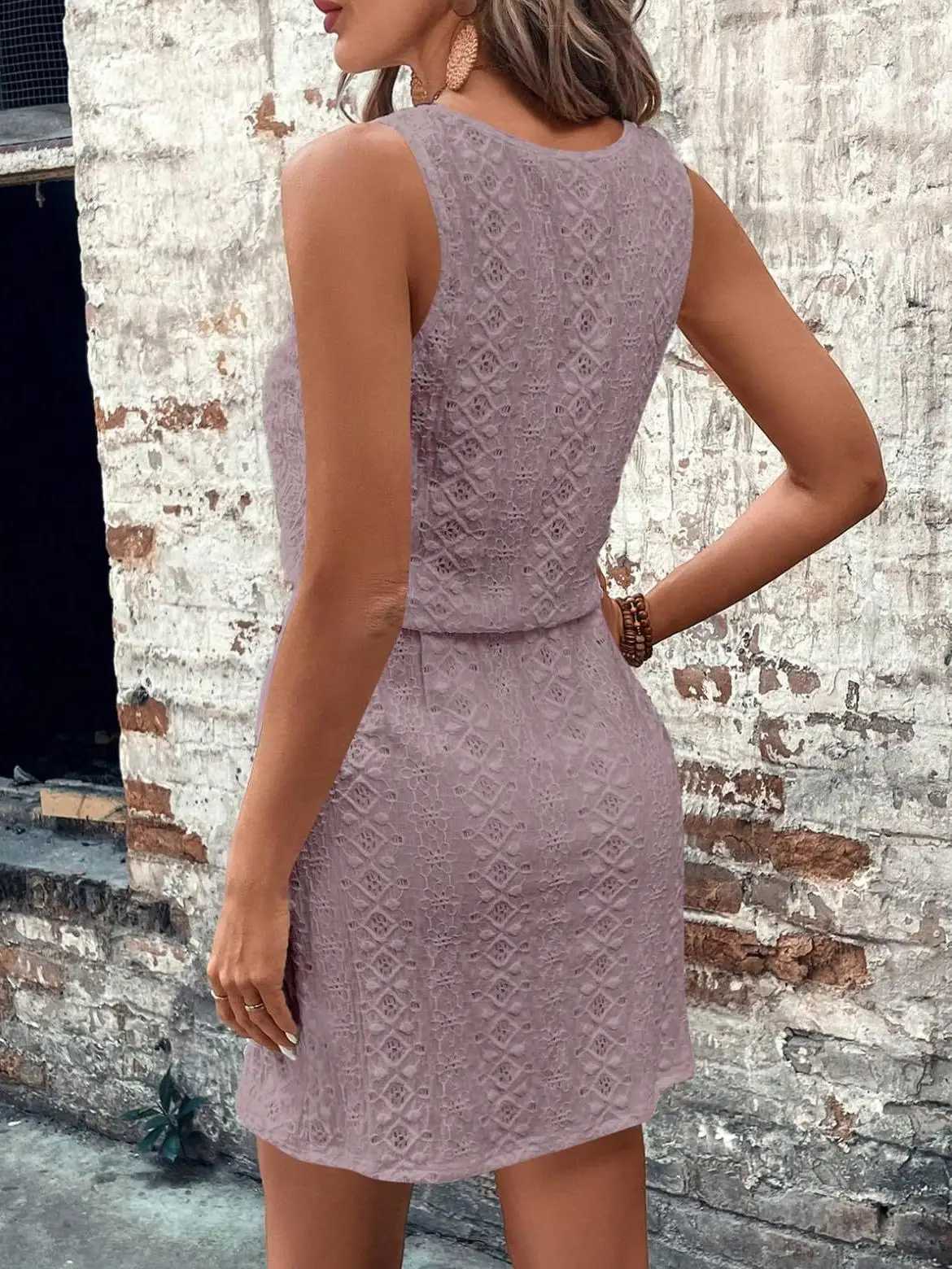 Womens Sleeveless Dress with Belt Casual Vacation Ready Summer OutfitT260314