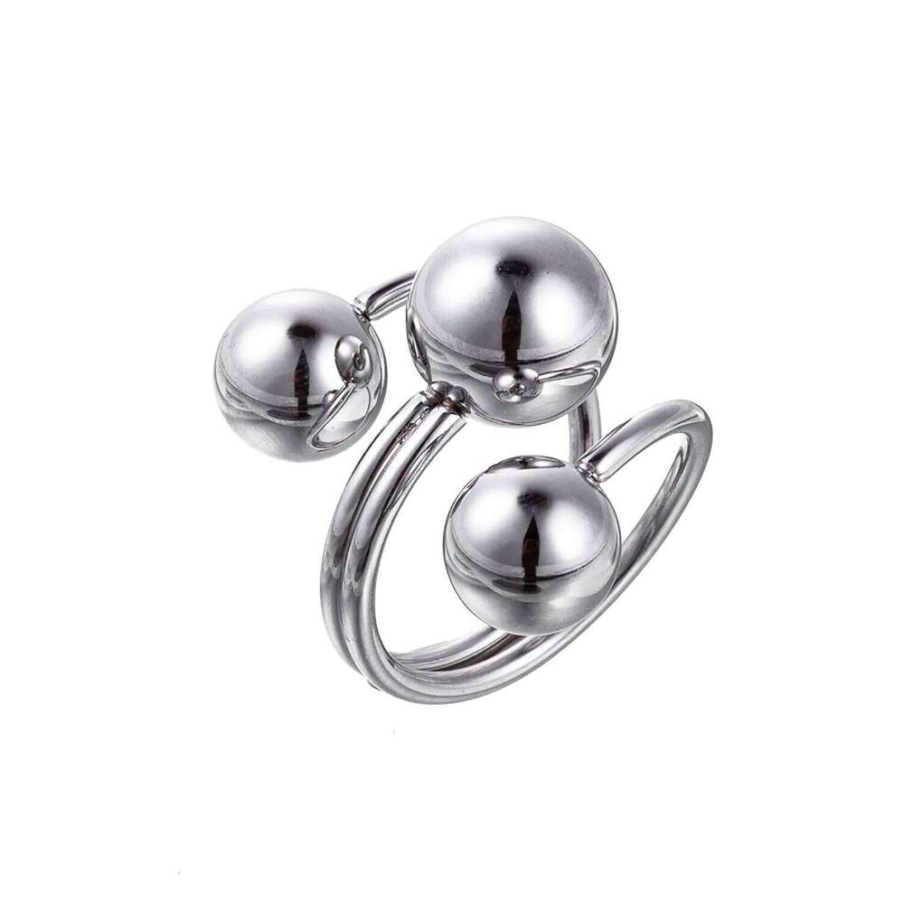 CARLIDANA Stainless Silver Color Irregular Circle Finger Rings Titanium Steel Personalized Geometric Open Ring Women H260312