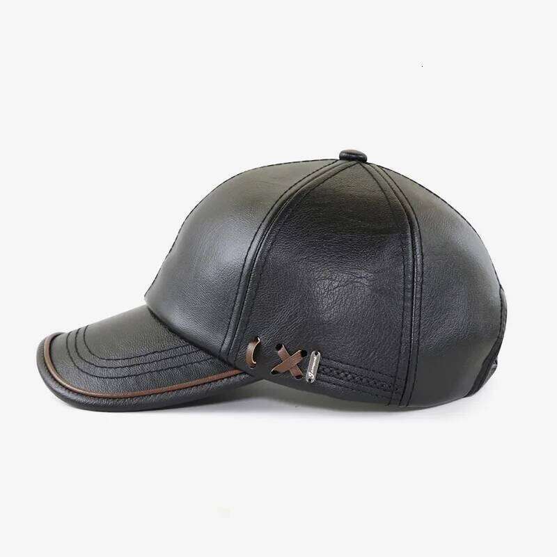 2024 Adjustable Men's Genuine Baseball Cap for Fall Winter Outdoor Sports Hat Men Real Cowhide Leather Caps Z260313