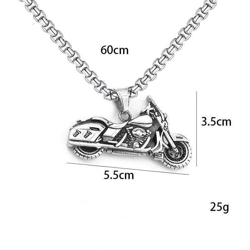 Hip-hop Motorcycle Pendant Necklace For Men Silver Color Stainless Steel Box Chain Cool Punk Fashion Neck Jewlery Party Gifts H260312