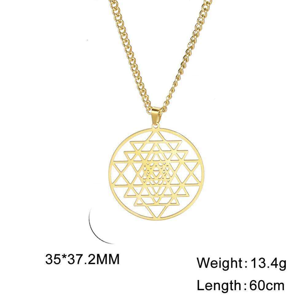 Dawapara Sri Yantra Yoga Necklace Shri Chakra Mandala Hindu Meditation Symbol Amulet Sacred Geometry Stainless Steel Jewelry H260312