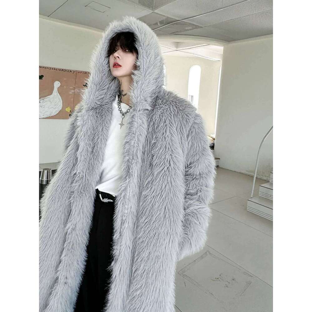 Thiened Long Men's Fake Fur Faionable Loose Winter Coat Warm Thi Windbreaker Commute Sle Z260313