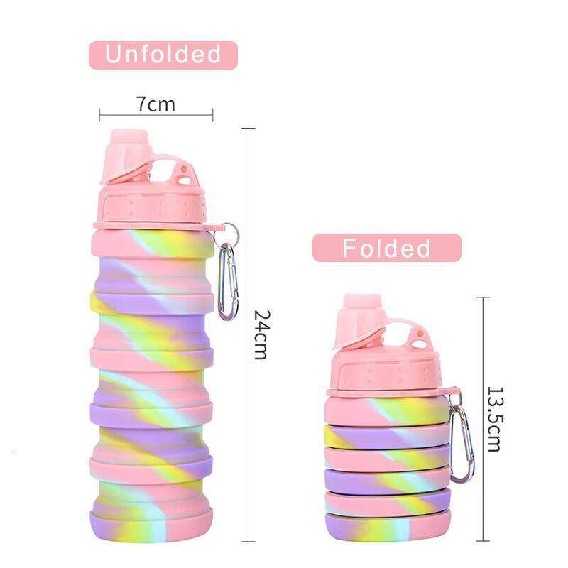 Collapsible Silicone Bottle Foldable Sports Water Cups with Carabiner Fitness Kettle Portable Outdoors Travel Drinking Cup Z260314