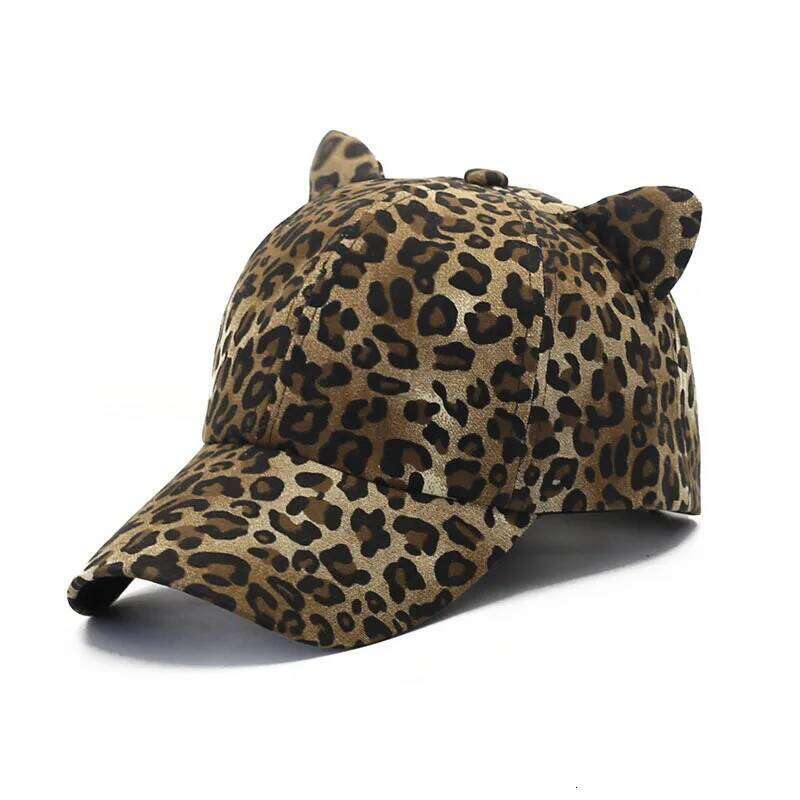 Hats for Retro Leopard Print Ear Baseball Cap Women Kpop Snapback Z260314