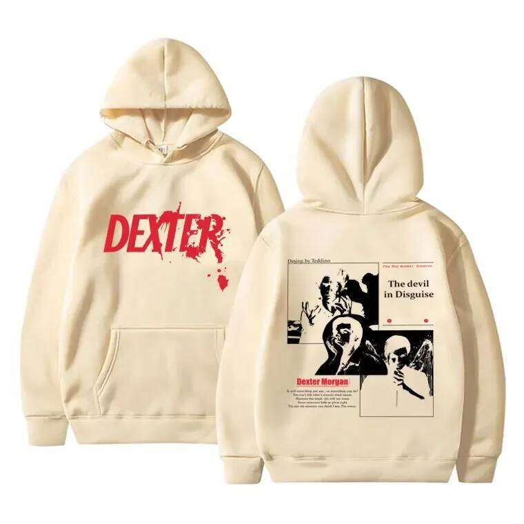 Dexter Morgan's devil pattern printed for men's casual retro streetwear and fashionable Harajuku hoodie Z260315