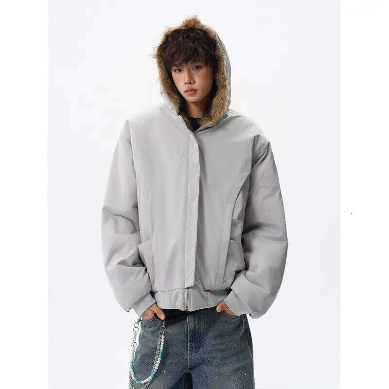 UETEEY Men's Reversible Wear Jacket Vintage Faux Fur Hairy Soft Hooded Coat Man Winter Plush Lined Warm Brown Fluffy Jackets Men Z260313