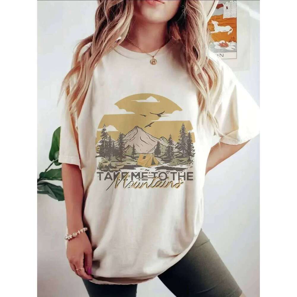 Mountain Camping Fashion Casual Clothing Summer Arizona Pattern T-Shirt 90s Trendy Short Sleeved Top Women's Printed T-S Z260314