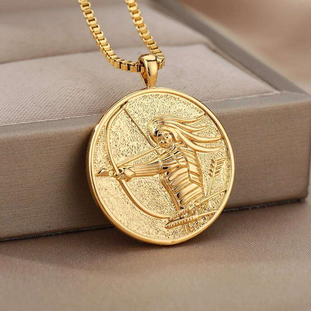 Aesthetic Athena Goddess Coin For Women Stainless Steel Vintage Charm Choker Necklace Jewelry collier femme H260312