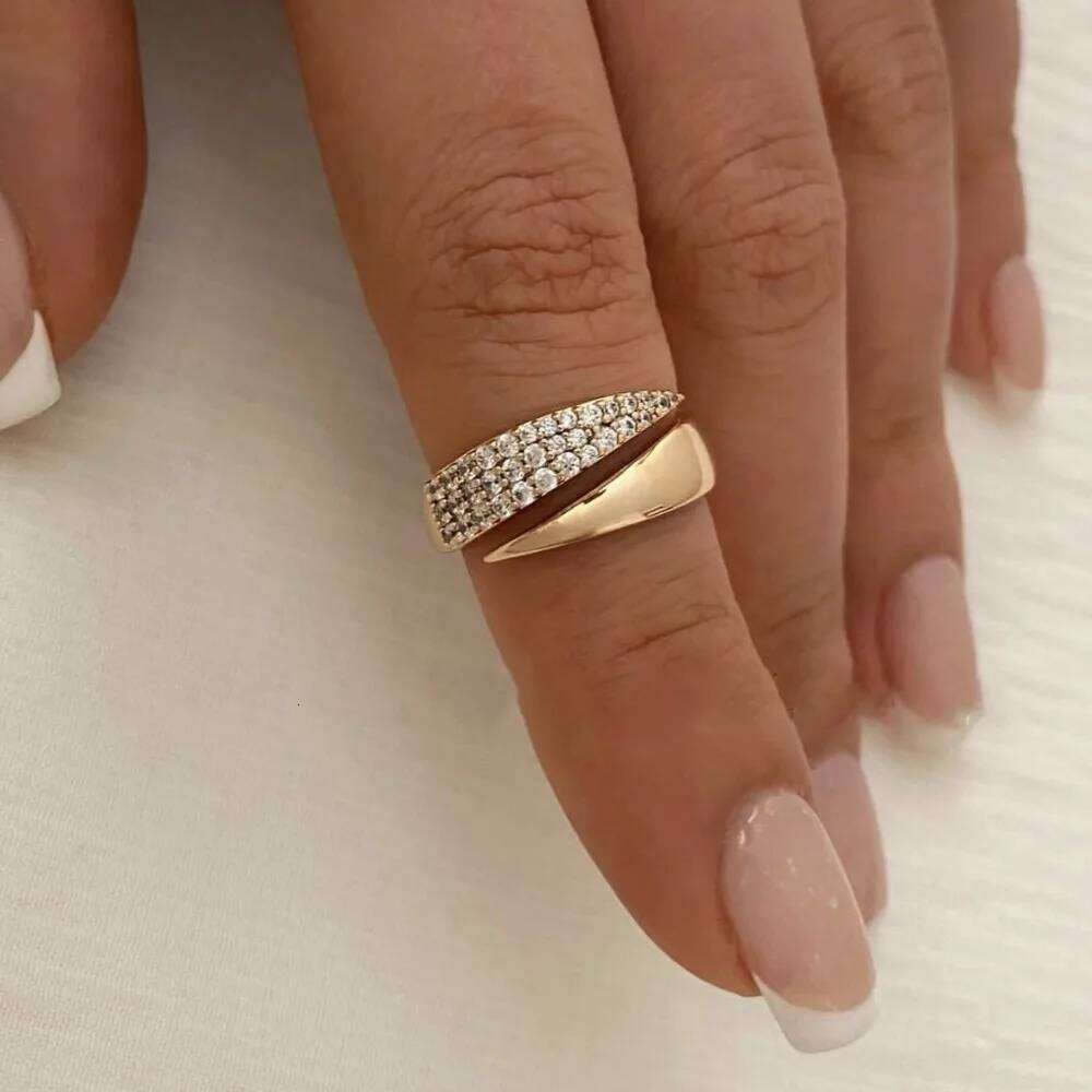 Fashion Irregular Geometry Full of Zircon Rings Personality Multilayer Index Finger Ring for Women Charm Jewelry Accessory Gifts H260312