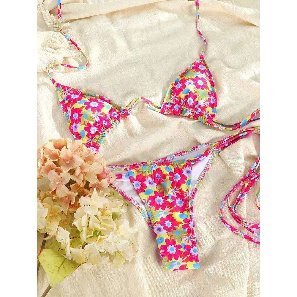 2026 New Sexy Bikinis Swimsuit Women's Swimwear Halter Bathing Suit Bandage Beachwear Solid Thongs Bikini Sets Female Biquinis Y260303