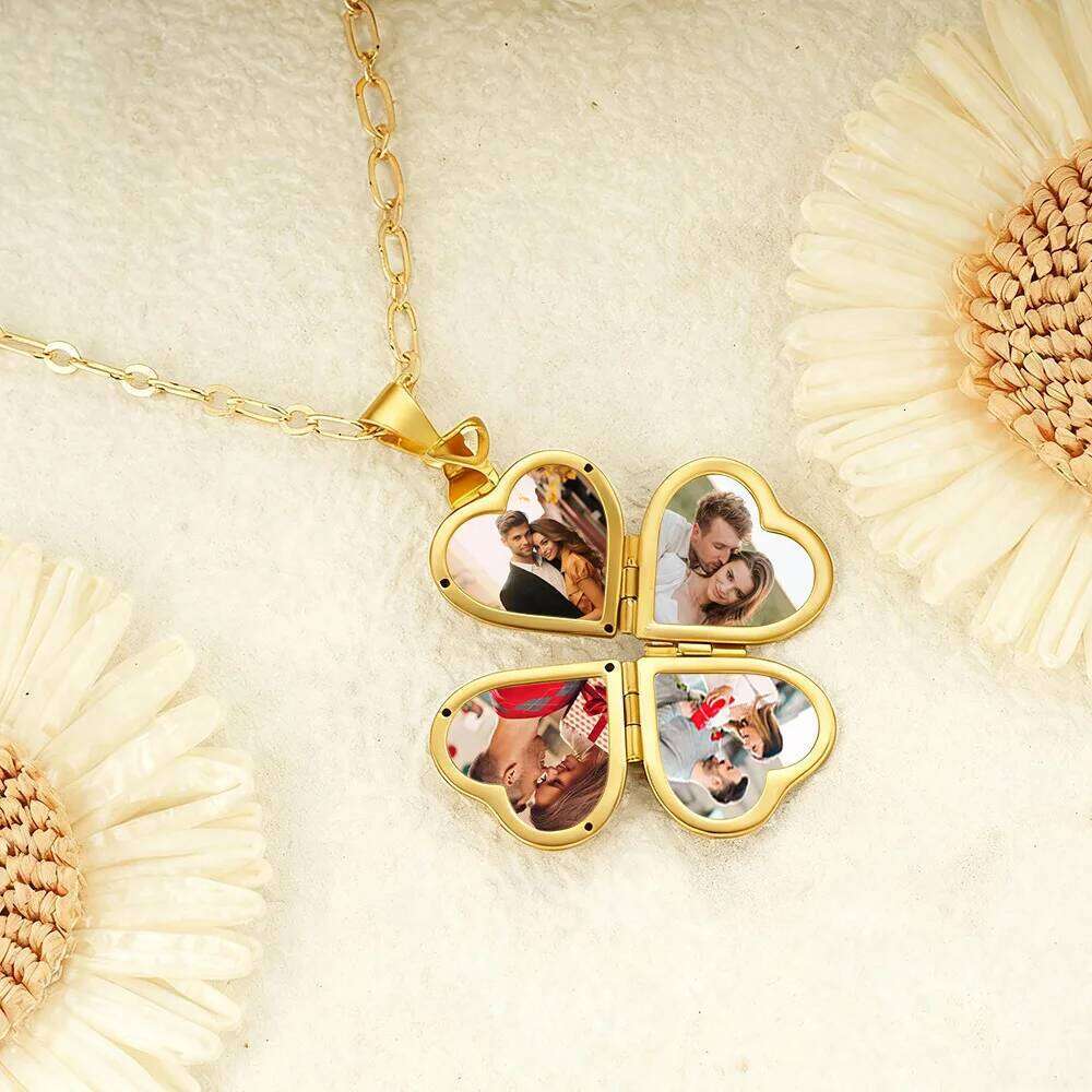 Vintage Necklace Folding Multi-layer Heart Copper Family Locket Personalised Photos Cr Pendant Fashion Jewelry H260312
