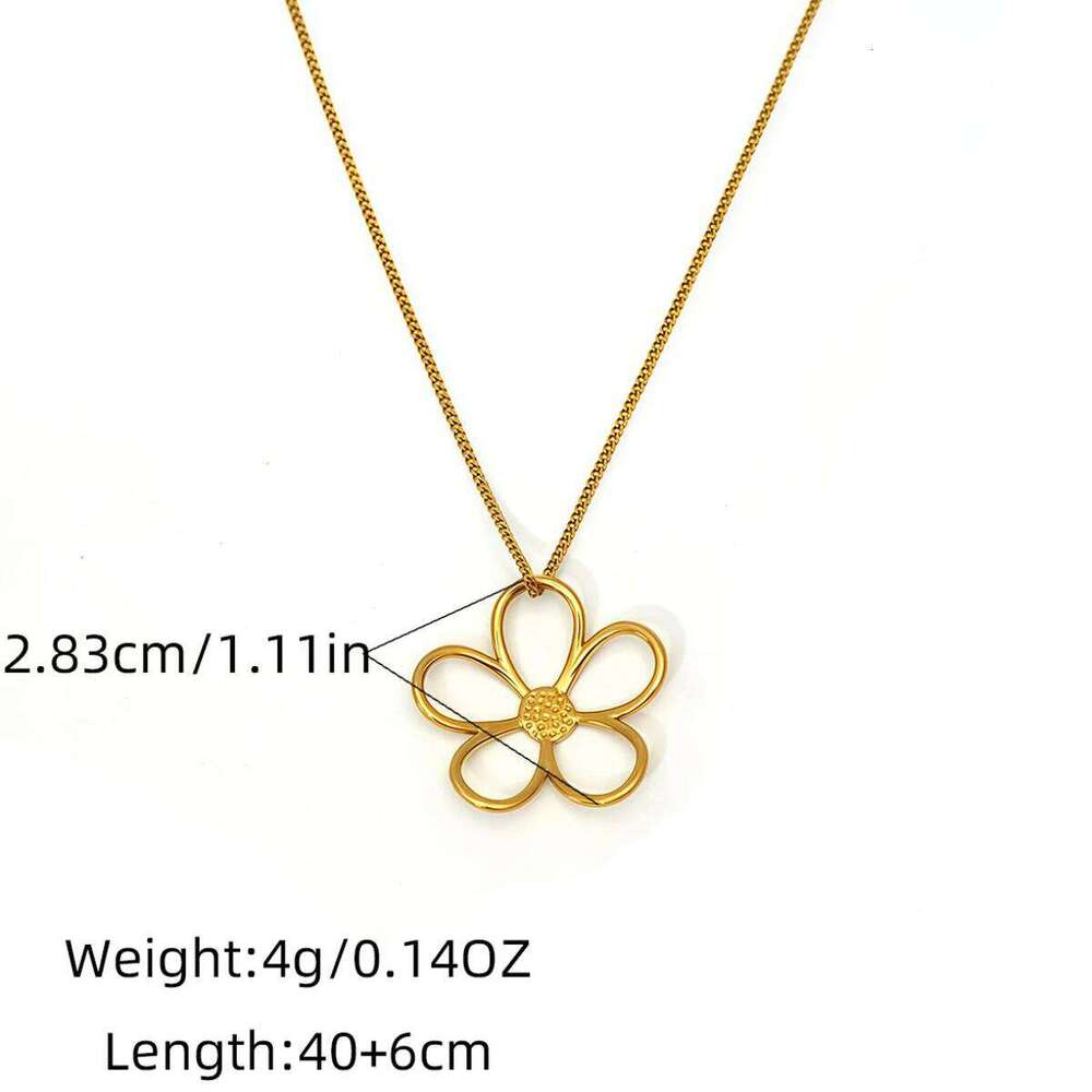 Minimalist Statement Metal 18K Gold Plated Daisy Flower Hollow Necklace Stainless Steel Waterproof Quality Fashion Jewelry Gift H260312