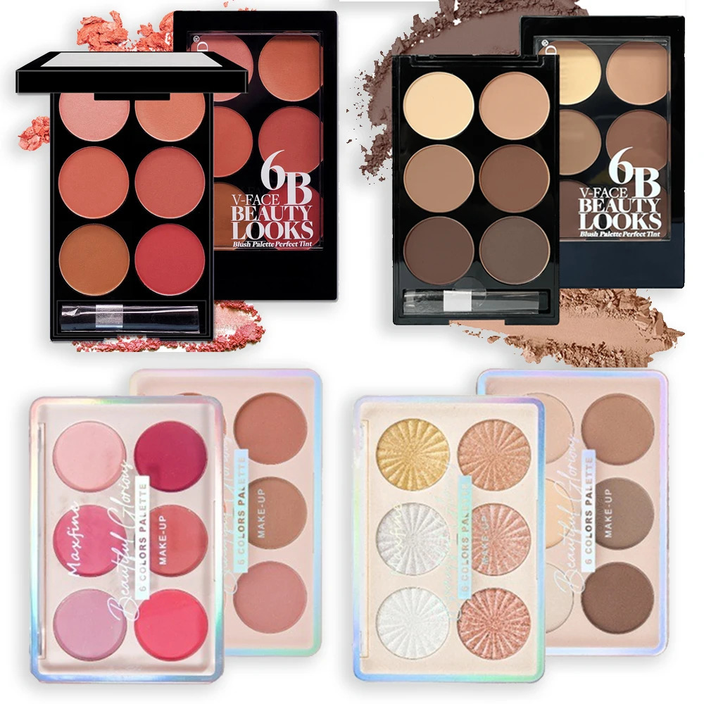 6-color blush and contouring all-in-one palette pearlescent matte powder makeup palette glitter highlighter brighten palette 260305