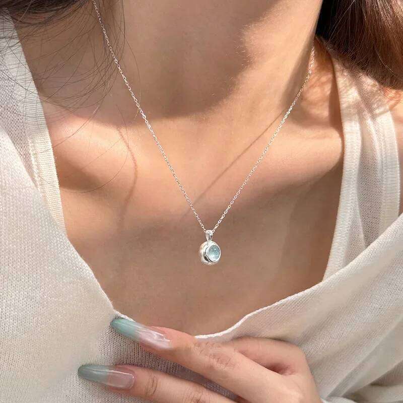 Mewanry Delicate Blue Pendant Necklace For Women Girl Fashion Simple Creative Elegant Sweet Clavicle Chain Birthday Jewelry Gift H260312