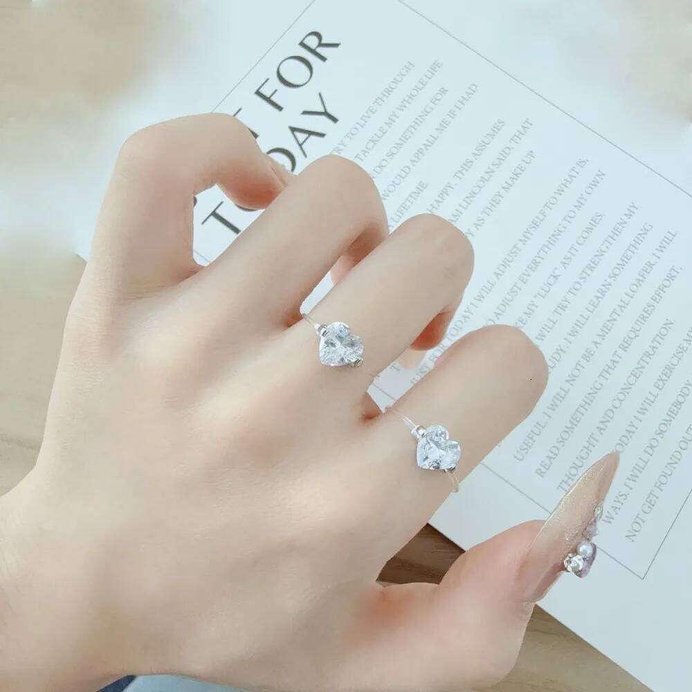 New Classic Charm Invisible Line Geometric Circular Shining Zircon Stainless Steel Opening Rings for Women Wedding Bride Jewelry H260312
