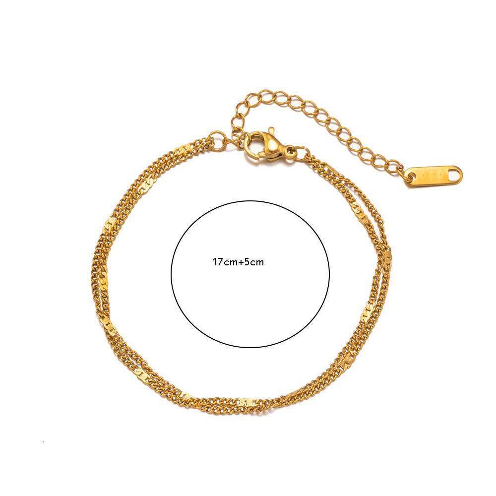 stainless steel Double-Layer Chain For Women Simply Shiny Bracelet Korea Student Hand Accessories Z260313