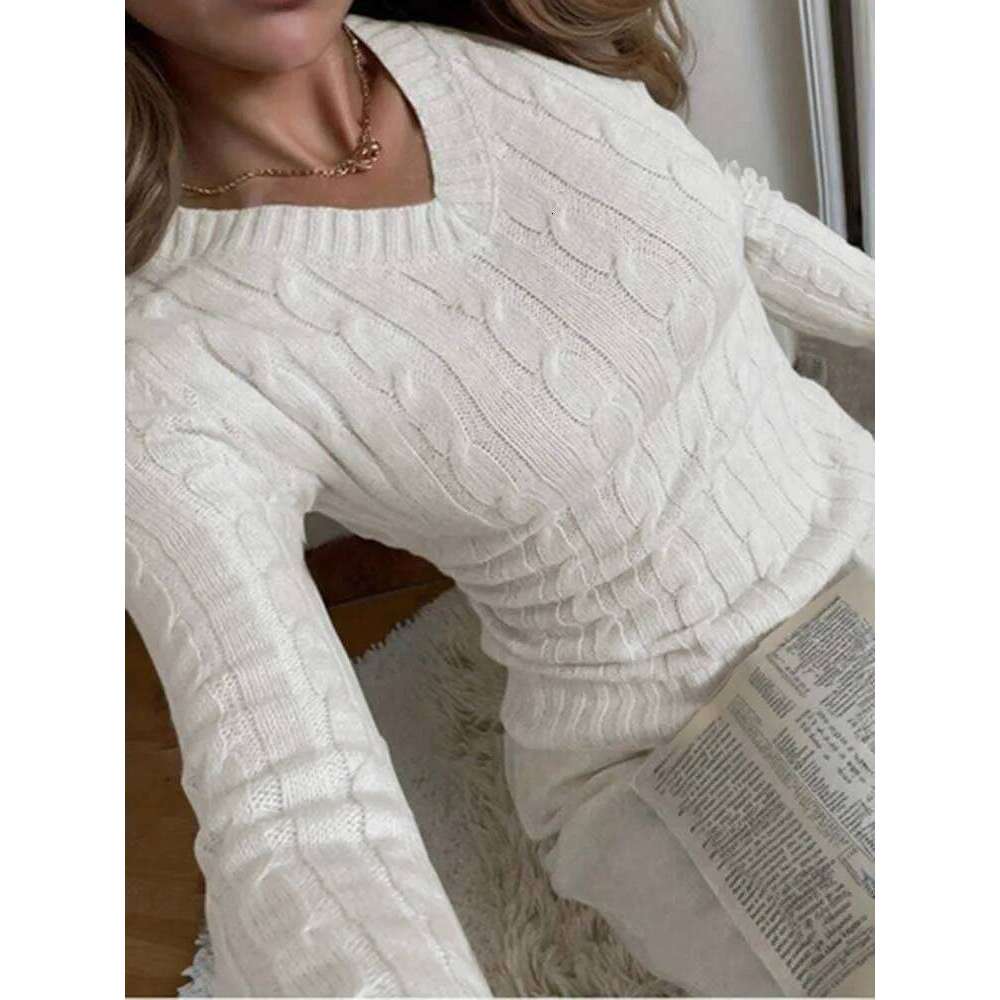 Women's V-neck Fried Dough Twists pullover wool fabric, versatile, fashionable, casual, loose, skin friendly material Z260314