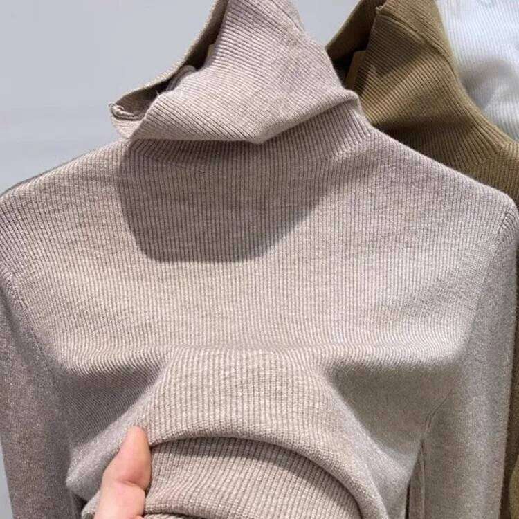 Knitted Pullovers New Long Sleeve Turtleneck White Knit Sweater Pullover Women Tops Sweaters Sueters De Mujer Q992 Z260313