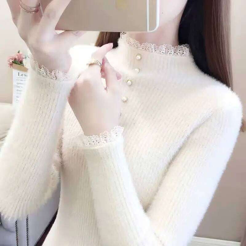 2023 Autumn Winter Thick Women Knitted Ribbed Pullover Sweater Long Sleeve O-neck Slim Jumper Soft Warm Pull Femme Tops Z260313