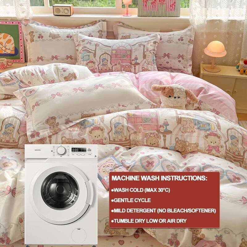 Extra Soft 100% Cotton - Bedding Set 1 Duvet Cover 2 Pillowcases ,Wrinkle Resistant, Easy Care,Multi-Size H260312 - view 7