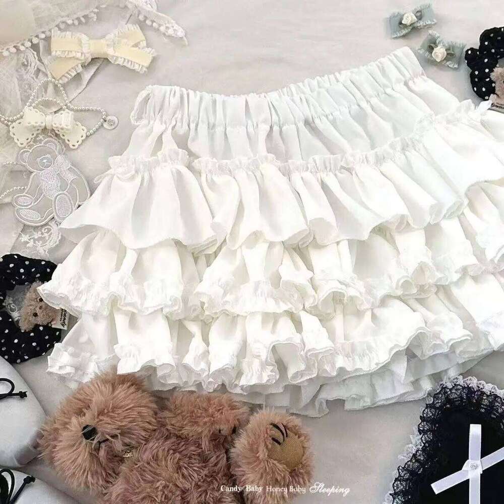 Sweet Ballet Girls Y2k Kawaii Lolita Vintage Cake Skirt Women Bow Lace Ruffles Party Mini Skirts Faldas Mujer Z260314