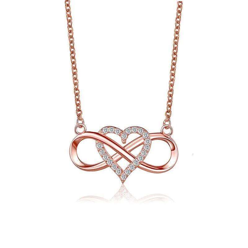 Romantic Fashion Silver Gold Color Infinity Forever CZ Lucky Heart Pendant Necklace for Women Gift Jewelry H260312