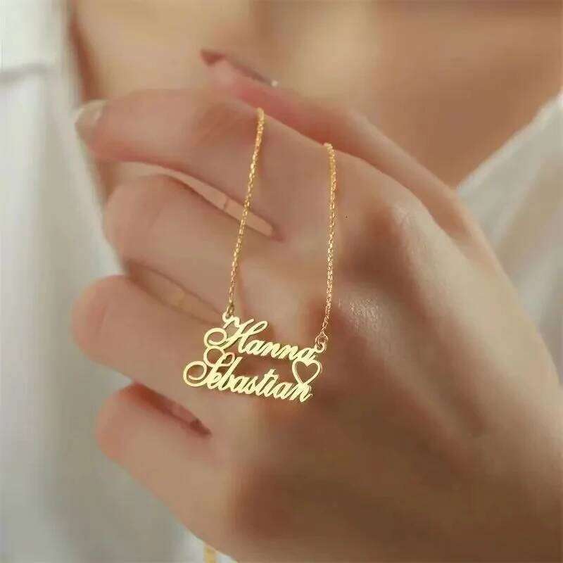 Customized Couple Necklace Personalized Double Name Pendant Stainless Steel Jewelry Valentine's Day Gifts H260312