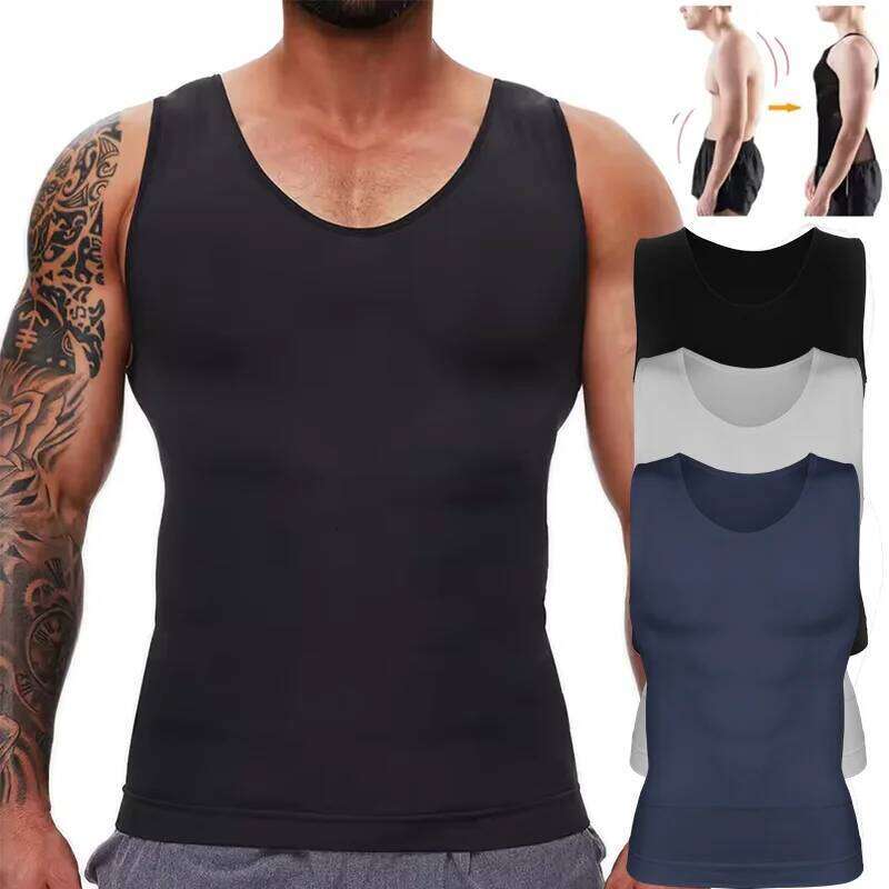 Mens Tummy Control Shapers Compression Shirt Slimming Undershirt Body Shaper Tank Tops gynomastica Sleeveless Shapewear Vest 26Y0312