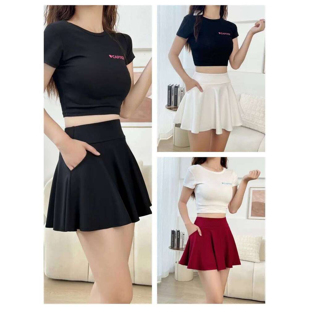 Summer Women Basic Function Pocket Skirts Lined Shorts Female Style Dancer Uniform Mini Elastic Pleated Skirt Plus Size Z260314