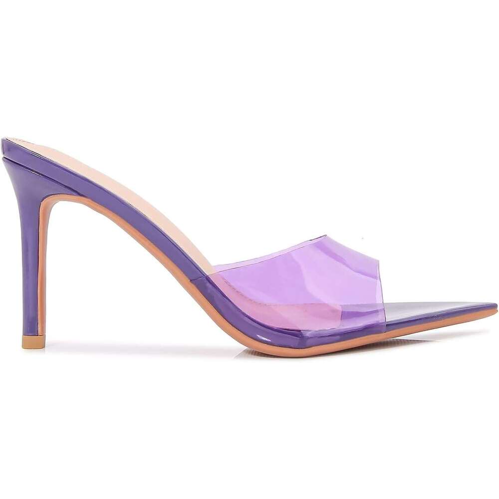 Women S Clear Pointed Open Toe Stiletto Heel Slide Sandal Fahion Sexy Slip On Tranparent Strap High Heel Mule Summer Backle Party Wedding Prom Dre MOJ