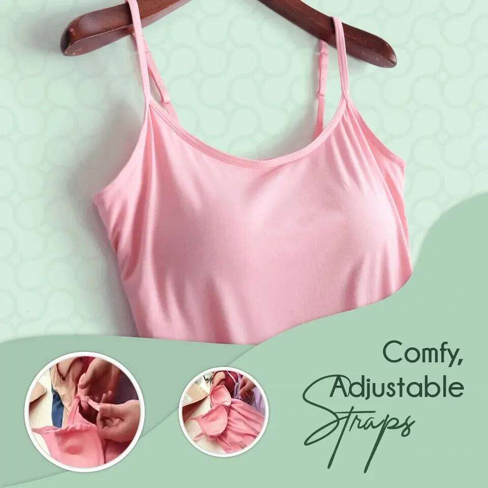 Sexy Tops Solid Padded Spaghetti Women Camisole with Built in Bra Cami Vest Tank Top 2024