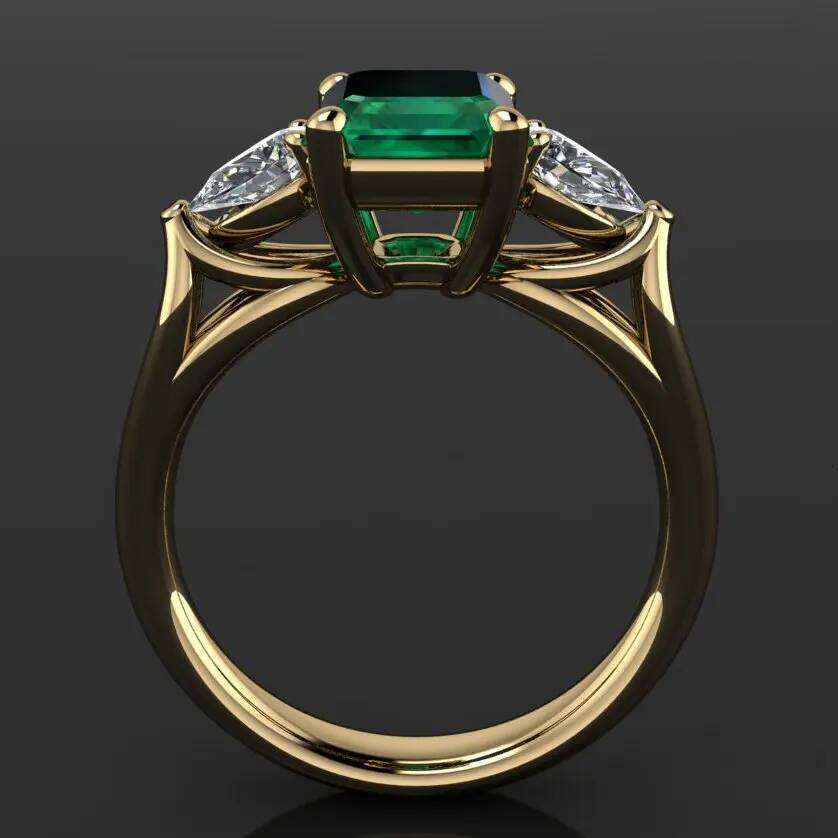 Jewelry Green Women Bague Diamant Bizuteria Anillos De Pure Emerald Gemstone 14k Gold Ring for Females H260312