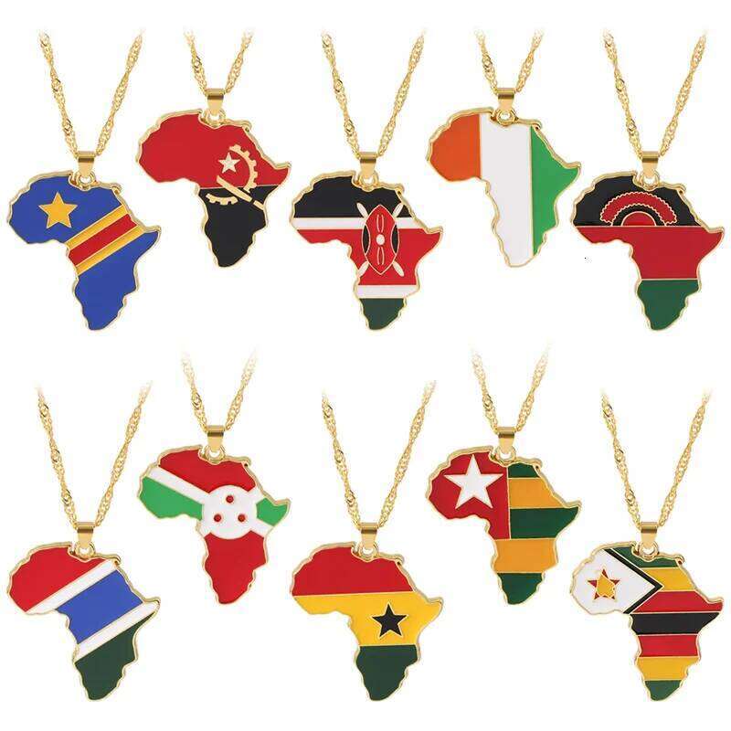 Hip Hop Creative Country Map Pendant Metal Necklace Ghana Nigeria Zambia Uganda Liberia Zimbabwe For Women Men Ethnic Jewelry H260312