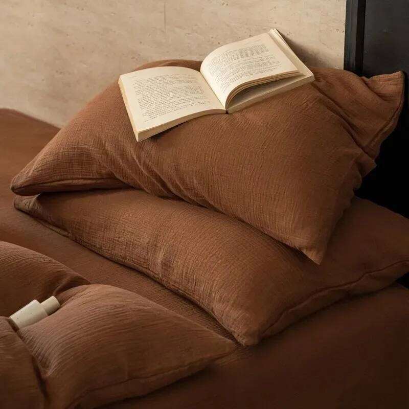Cotton Linen Ultra Soft Comfortable 3Pcs Bedding set Solid Color 1Pc Duvet cover +2Pcs Pillowcases H260312 - view 4