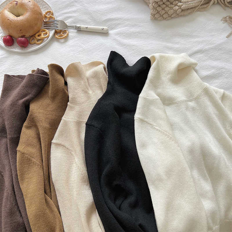 Women's Knits & Tees Autumn Winter New Children's Wool Sweater Korean Style Boys and Girls Sweater Solid Color High Collar Base Versatile So