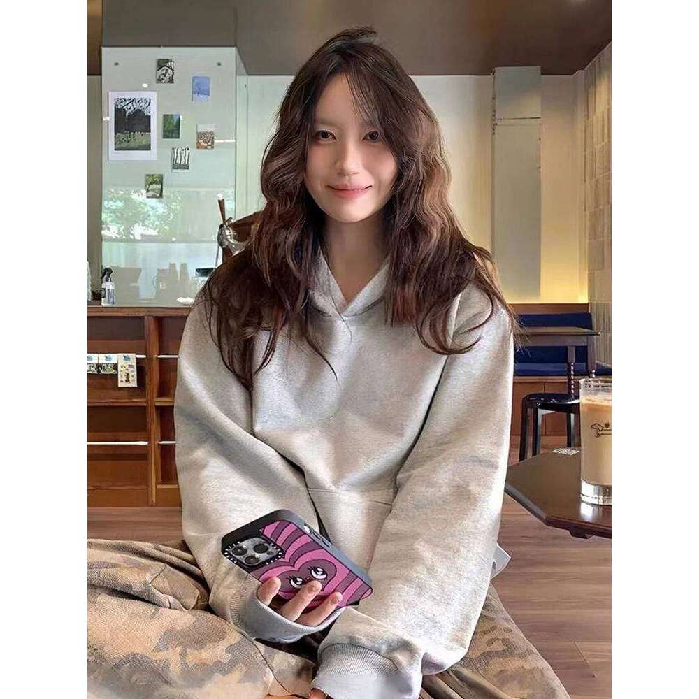 Tra Hoodie Sweatirt ex Oversized Fce Lined Printed Casual Streetwear Autumn Winter Faion for Couples And Youth Z260314