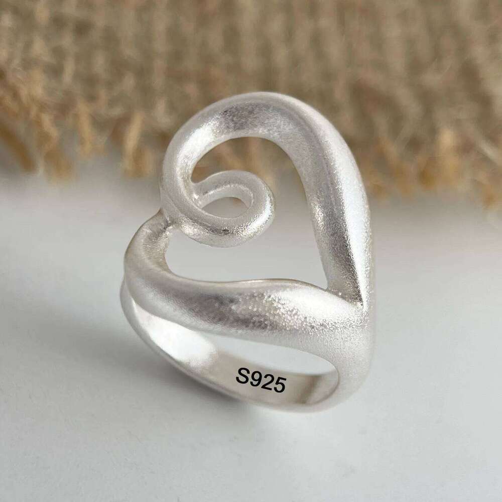 925 Sterling Silver Finger Rings for Women BIg Heart Shinning Hollow Couple Minimalist Ring Party Jewelry Gift Prevent Allergy H260312
