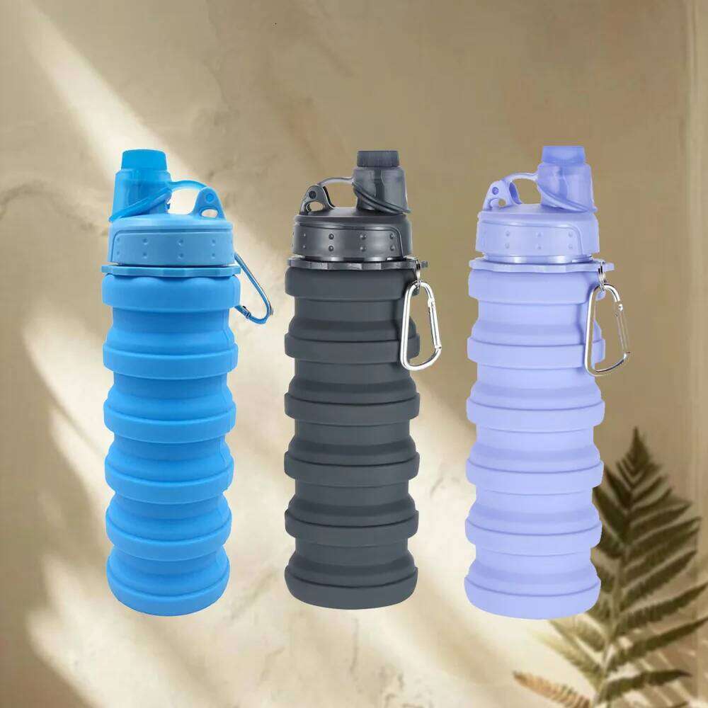 Silicone Foldable Cup Outdoor Mountaineering Travel Portable Sports Retractable Water Bottle Z260314