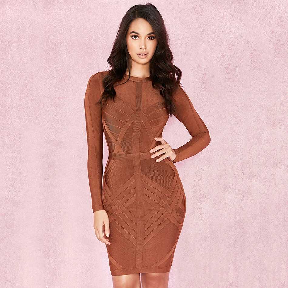 Womens Bandage Dress Long Sleeve O-Neck Sexy Night Celebrity Evening Party Bodycon Dresses Christmas Casual for New Year 2022T260316