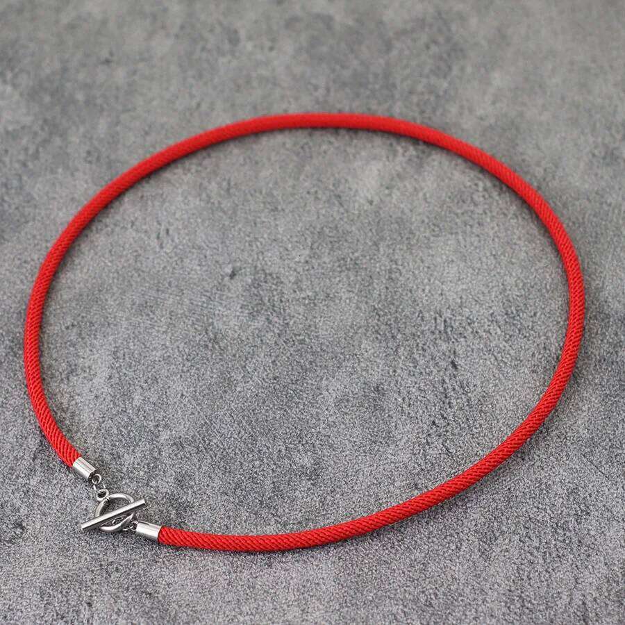 New Simple Style Men Necklace Grade A 4mm Milan Rope Stainless Steel OT Buckle Collar 18inches 24 inches Lucky Red Thread Colar H260312