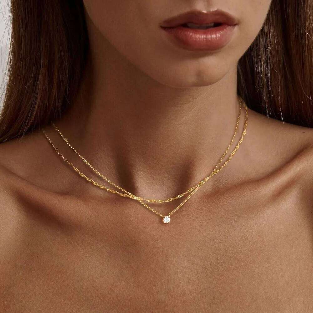 Diamond K Gold/Sterling Silver Choker Necklace Simple Gold Plated Jewelry Necklaces for Women Gifts H260312