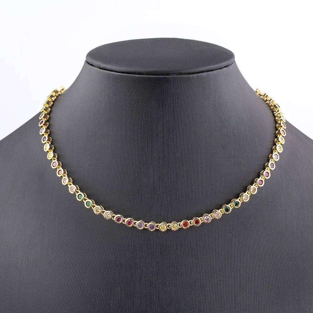Nidin Ins Hot Sale Sexy Choker Iced Out Tennis Chain Necklace For Women Cubic Zircon Crystal Neck Accessories Jewelry H260312