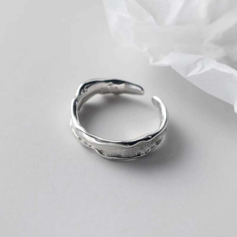 Modian Simple Real 925 Sterling Silver Geometric Open Size Finger Rings Fashion Bbstract Fine Jewelry For Women Accessories H260312