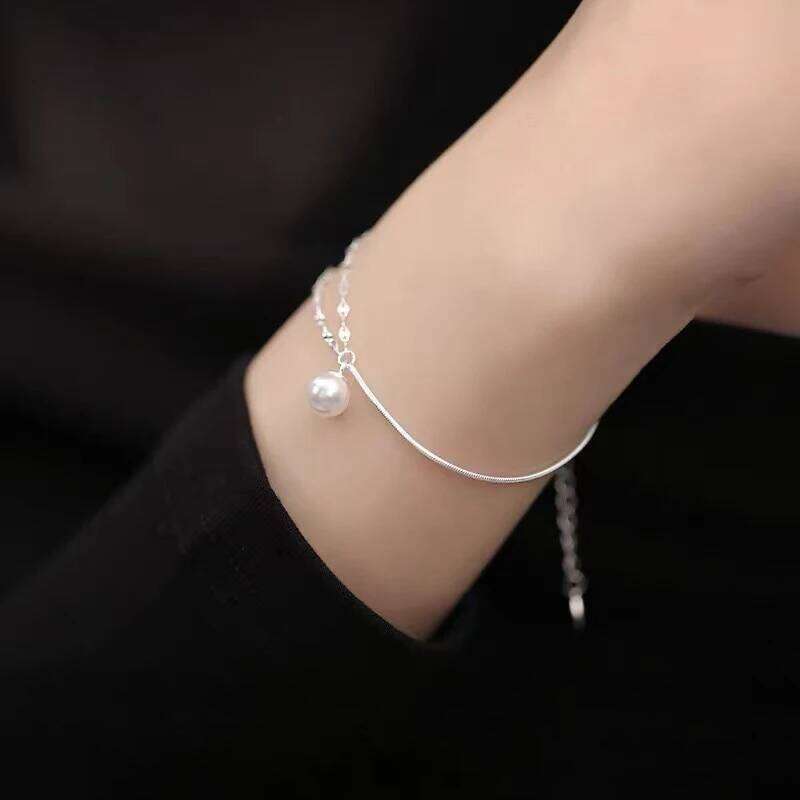 925 Sterling Silver Double-Layer Pearl Women's Light Luxury Fashion Bracelet Birthday Gift Wedding Jewelry Z260313