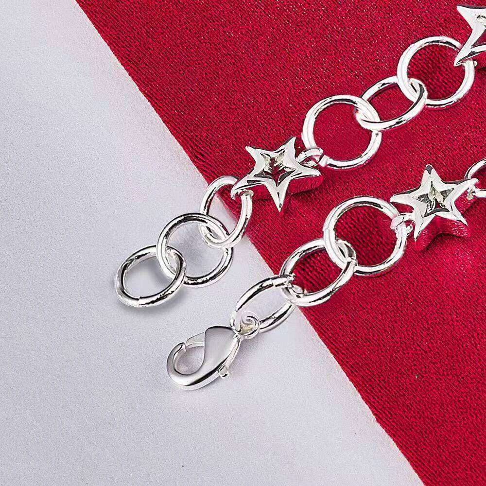 925 Sterling Silver 8 Inch Exquisite Simple Star Bracelet Women Engagement Party Gift Jewelry Wedding Fashion Z260313
