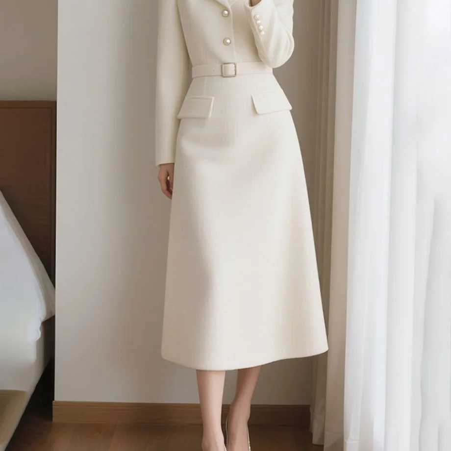 Spring Autumn 2026 New Blazer Dresses Womens Fashion French Loose Long Sleeve Retro Commuting Doggy Medium Long Blazer DressT260316