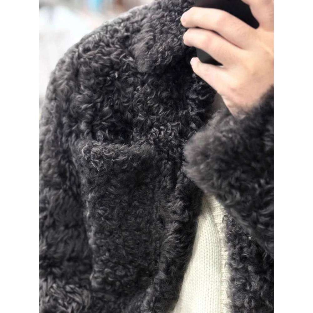 Winter Faux Lamb Wool Fur Men Curly Collared Padded Coat Parkas Oversized Warm Cotton Jacket Casual Thickened Outerwear Z260313