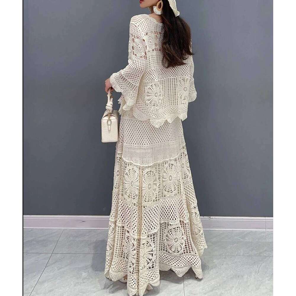 Superaen Spring New European And American Women S Clothing Fashion High End Top Tshirt Pleated Skirt Sets MAKOUFEI